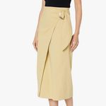 Vince . Gabardine Side Buckle Cotton-Blend Midi Wrap Skirt Photo 1