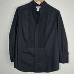 Soft Surroundings Vintage Black Pleat Front Button Down Shirt Medium Petite Photo 0