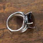 Sterling Silver Vintage Smokey Quartz Oval Faceted Cocktail Ring Size 6 Photo 14