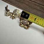 Rhinestone Flower Gold Tone Lot Of 2 Flowers Photo 7