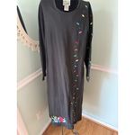 Quacker Factory  Size Medium  Long Black Christmas Dress Embroidery 100% Cotton Photo 2