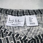 Nicole Miller Linen Black & White Cap Sleeve V Neck Loose Fit Blouse Lg Photo 6