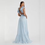 Mac Duggal  Ruffle Tiered Cut Out Chiffon Gown in Powder Blue 6 Photo 4