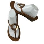 Vionic  Orchid Sandals Womens Size 11 Wedge Brown Tan Suede Leather Gold Ring Photo 1