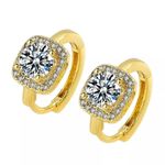 Zales 925 Silver 1.0CT 6.5MM Moissanite Hoop Huggie Earrings Gold Plated for Women Photo 0
