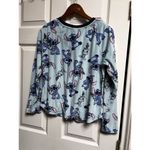 Disney 306-010 Lilo & Stitch Pajama Top Shirt Women Size M 8-10 Blue Long Sleeve Photo 1