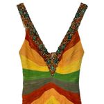 NWT Mandalay Multicolor Silk Beaded Pleated Mermaid Maxi Long Evening Gown Sz 4 Green Photo 1