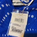 Self Portrait  Blue Pleated Chiffon Polka Dot Dress size 6 Photo 4