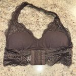 Aerie  XS Lace Halter Bra Bralette Gray Padded Lined Hook Closure Photo 0