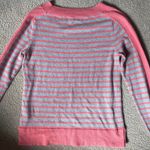 Title Nine Sweater Womens XS Crew Neck Pullover Stripped Coral Gray Cotton Blend Photo 1