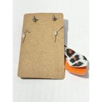 Leopard Print Vegan Leather Dangle & Rose Stud Earrings‎ Orange & Black 2 Pairs Black Photo 5