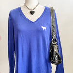 Victoria’s‎ Secret PINK Blue Campus Logo Long Sleeve Top Y2K 2000s 2014 Small Photo 0
