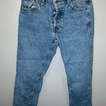 Sézane Sezane Women's Tapered‎ Leg Blue Denim Button Fly Jeans Size 23 Photo 0