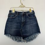 Free People Bailey Raw Hem Fringe Denim Jean Asymmetrical Mini Skirt Size 27 Photo 3