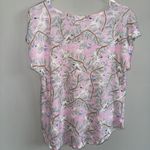 Cynthia Rowley  Womens Pink Bird Botanical 100% Linen Shirt Size XL Photo 3