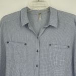 Free People Love Her Madly Tunic Top Blue White Check Textured Oversized Size S Photo 2