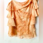 BCBGMAXAZRIA  100% silk peach flutter sleeve top size/8 Photo 5