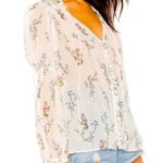 For Love & Lemons Silk Blend Floral Long Sleeve Peasant Blouse White Size XS / S Photo 1