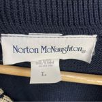 Vintage Cardigan Sweater Navy Blue Women Size Large Floral Eclectic Retro 90s Photo 13