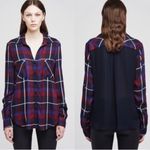L'Agence L’AGENCE Denise Plaid Silk Flannel Button Down Shirt Photo 1