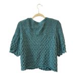 Sundance  Jocelyn Cardigan Size L Teal Cropped Open Knit Button Front Cottagecore Photo 2