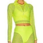 Adam Selman  Sport Perforated Polka Dot Neon Yellow Mesh Crop Top Size XS NEW NWT Photo 0