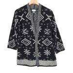 Old Navy NWT Black Pattern Open Front Geometric Knit Cardigan Sweater Small Photo 2