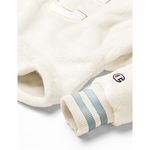 Champion  Cream Faux Fur Varsity C Cropped Soft Pullover Hoodie Size Large Photo 4