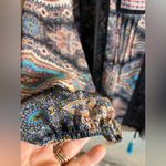 Black Blue Paisley Blouse w crochet back design by Meadow Rue M boho flowy Size M Photo 5