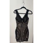 Bebe Women's Black Overlay Lace Cotton Sleeveless Short Bustier Dress Size Small Photo 4