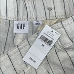 Gap  NWT Size 18 Off White - Navy Blue Stripe High Rise Pleated Linen Shorts Photo 2