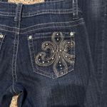 Women’s Zipper Bootcut Jeans Size 9 Rhinestone Embroidered Pockets Stretch Denim Blue Photo 5
