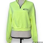 H&M  size medium neon yellow green pullover sweatshirt long sleeve 1/4 zip neck Photo 8