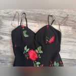 Honey and Rosie  SMALL Sleeveless Embroidery Red Rose Black Maxi Dress #254 Photo 2