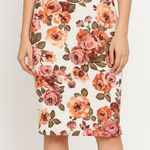 SILHOUETTE NYC Floral Pencil Skirt Women’s Size L Made in USA Stretch Fabric White Size L Photo 0