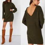 Lulus Brining Sexy Back Deep V-Neckline Back Knit Long Sleeve Sweater Dress Photo 1