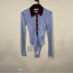 NWT Self Portrait Blue Viscose Knit Bodysuit size small Photo 4