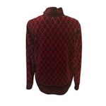 Talbots Women's Red Black Fleece Snowflake Full Zip Jacket Size Large Vintage Photo 1