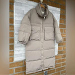 NAP loungewear Oversized Padded Down Puffer Coat in a neutral Sand size medium Tan Photo 2