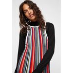 Free People  Womens Dress Sz‎ S Rainbow Dragon Metallic Striped Mini Sweater Photo 3