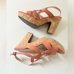 Adrienne Vittadini orange leather wedge size 9 Platform Cork Wedge Sandal Photo 6
