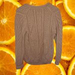 Preswick & Moore  Brown Cable Knit V Neck Sweater Size‎ Large Photo 5