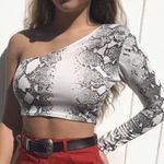 Brandy Melville Snakeprint One Shoulder Crop Top Photo 0