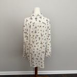 Lands' End Button-Up Shirt Tunic Collared Roll Tab Sleeves Floral Stretchy Cream Photo 11