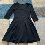 Lush Clothing Lush Black Knit 3/4 Sleeve Skater Dress S Fit Flare LBD Photo 0