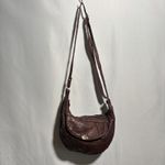Chocolate Brown Leather Slouchy Crossbody Bag Purse Boho Crescent Y2K SO SOFT Photo 2