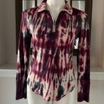 Chaser  Tie Dye Sweatshirt Quarter Zip Burgundy Cream Pink Top Size XS Photo 7