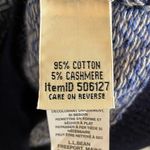 L.L.Bean  Cotton Cashmere Turtleneck Sweater Herringbone Pattern Blue Photo 3