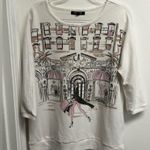 Chic Graphic Sweater with Pink and Black Accents White Size XL Photo 0