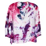 Joie  Small Top Handmade Tie Dye Passion Fruit‎ Pink Purple White Linen 1531 Photo 0